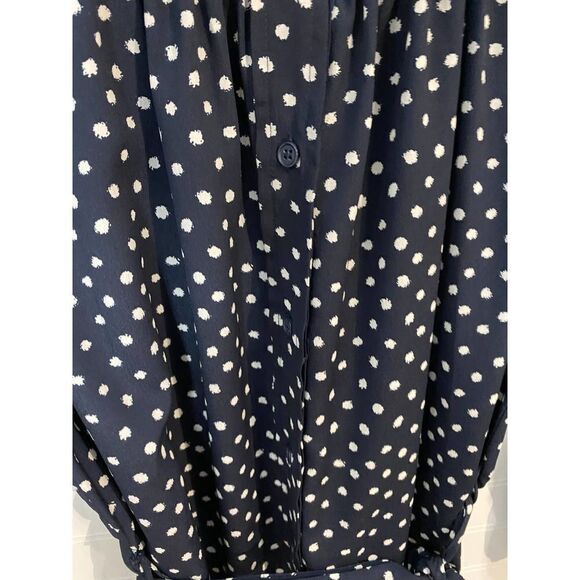 Anthropologie Maeve Navy Blue and White Polka Dot Dress - Picture 8 of 10